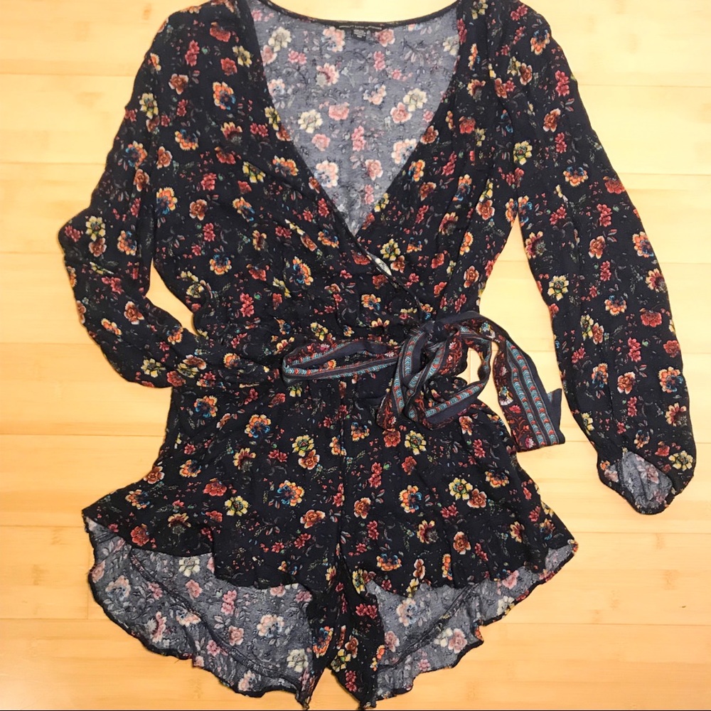 AE Wrap Front Floral Romper